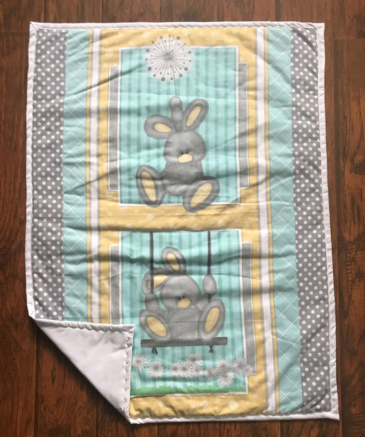 Bunny Dandelions Bunny Swing Soft Flannel Pastel Front Comforter 