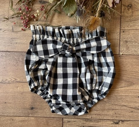 Infant Girls MADE IN THE USA with BUFFALO CHECK Boho Style Baby Onesie Bodysuit and Bloomer Diaper Cover Set
