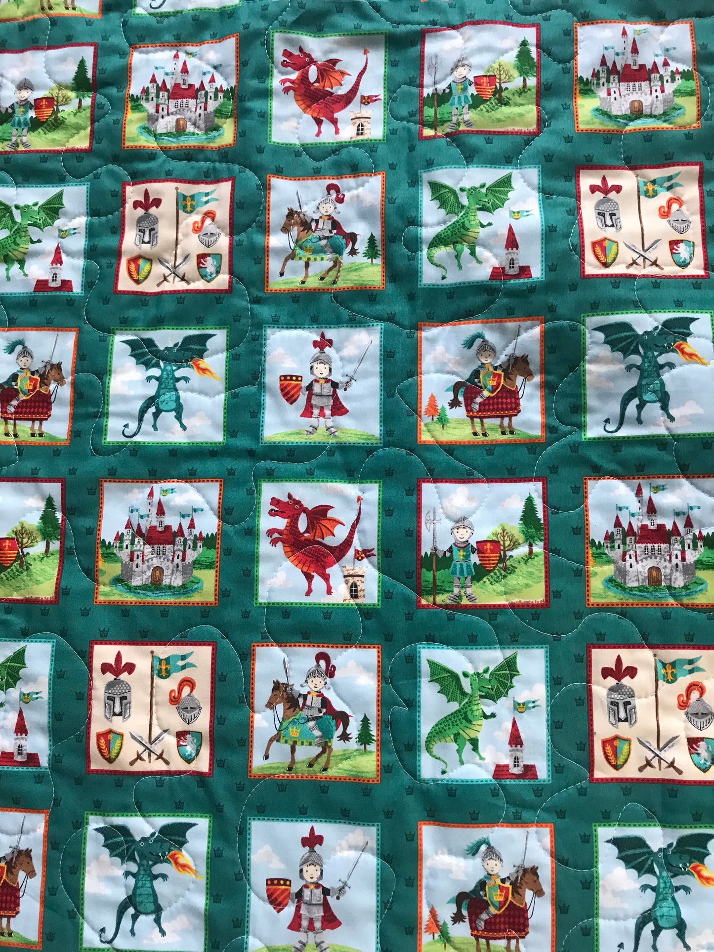 BOYS BRAVE KNIGHTS FIRE BREATHING DRAGONS Quilted Blanket