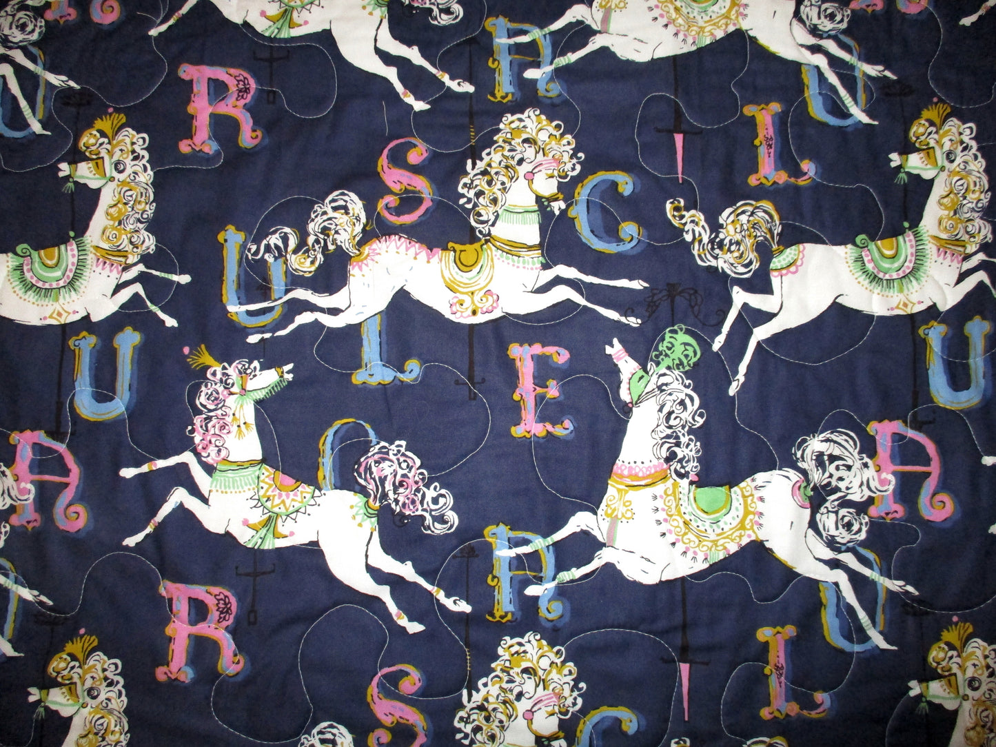 CAROUSEL WHITE HORSES Quilted Blanket