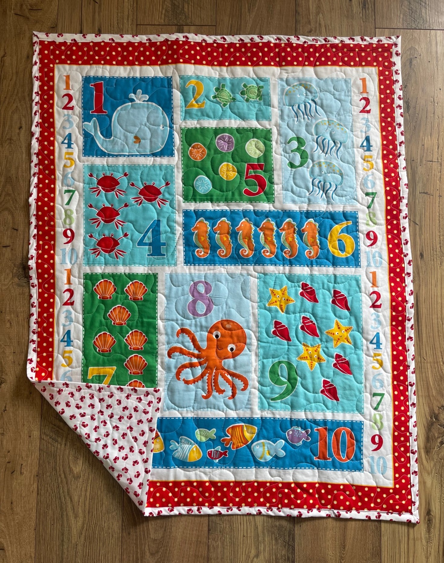 COUNT WITH ME NAUTICAL SEA MAMMALS Quilted Blanket