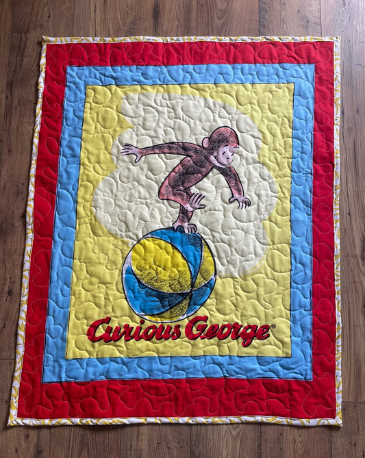 CURIOUS GEORGE MONKEY BUSINESS PLAYING ON BALL Quilted Blanket
