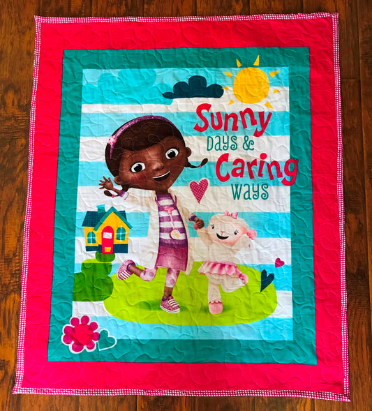 Doc McStuffins inspired Sunny Days & Caring Way Quilted Blanket 