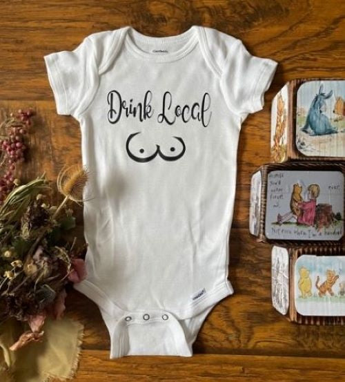 DRINK LOCAL Funny Infant Boys & Girls Baby Onesie