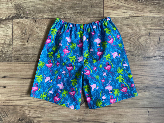 Child Shorts Boys and Girls Hawiian Pink Flamingo Board Shorts Sizes 3 Months-6 Years