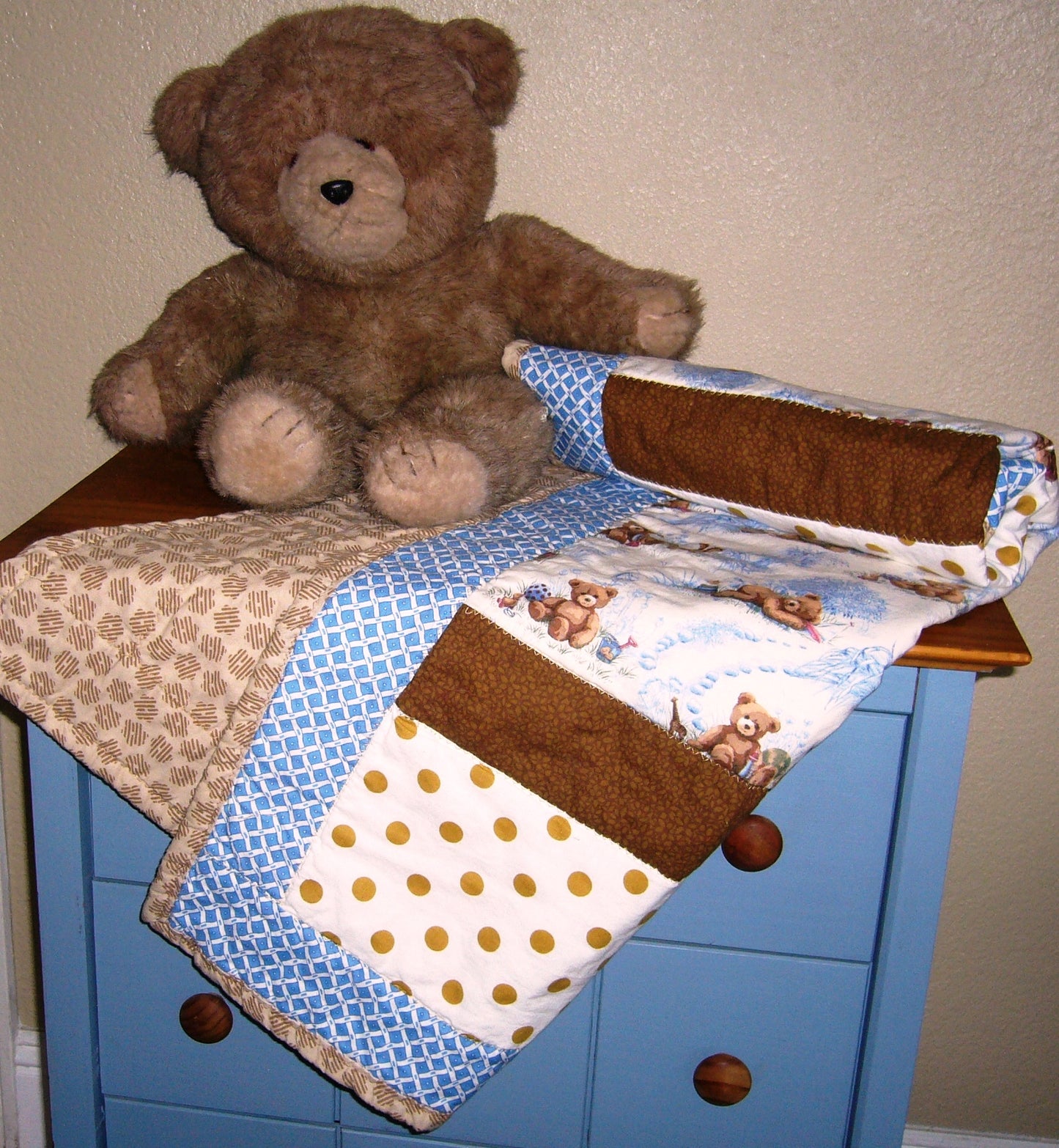 TEDDY BEAR VINTAGE BOHO Comforter Blanket Baby Nursery Child Toddler Napping Blanket