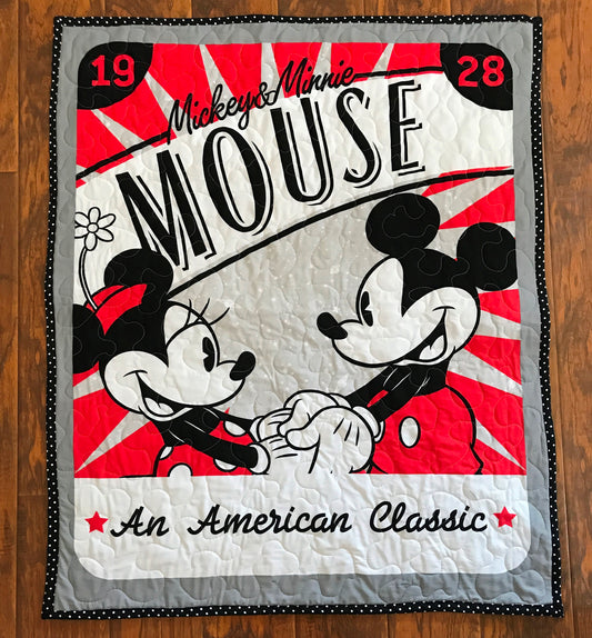 MICKEY MOUSE & MINNIE MOUSE 1928 Inspired Baby Child Quilted Blanket Baby Nursery Child Toddler Bedding
