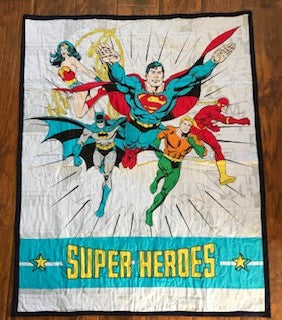 SUPERHEROES DC COMIC JUSTICE LEAGUE Inspired Quilted Blanket