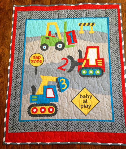 Boys Construction Time Baby at Play, Nap Zone Quilted Blanket 