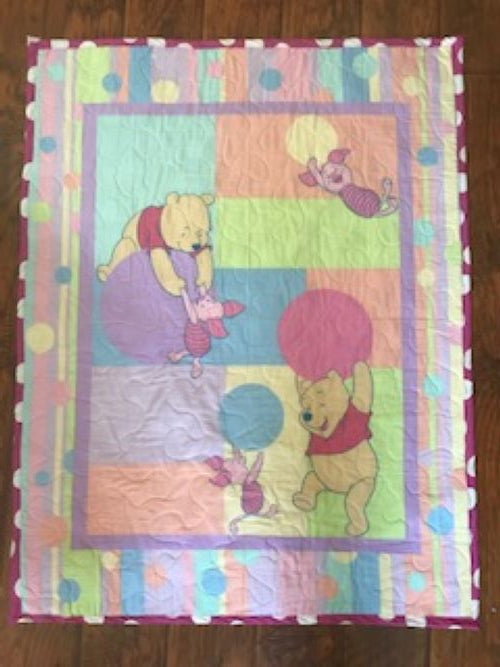 WINNIE THE POOH & PIGLET INSPIRED BALLOON FUN QUILTED BLANKET