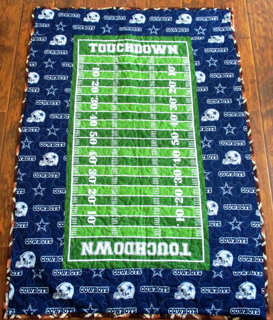 COWBOYS FOOTBALL FAN TOUCHDOWN inspired Quilted Blanket
