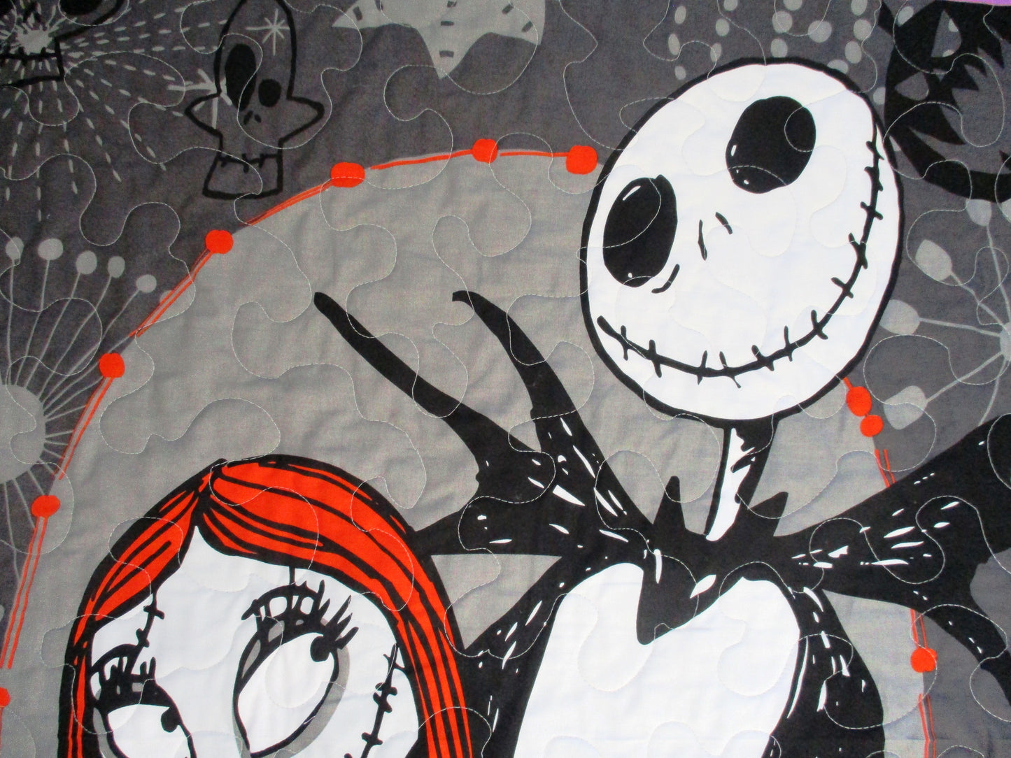 NIGHTMARE BEFORE CHRISTMAS JACK AND SALLY Inspired Quilted Blanket