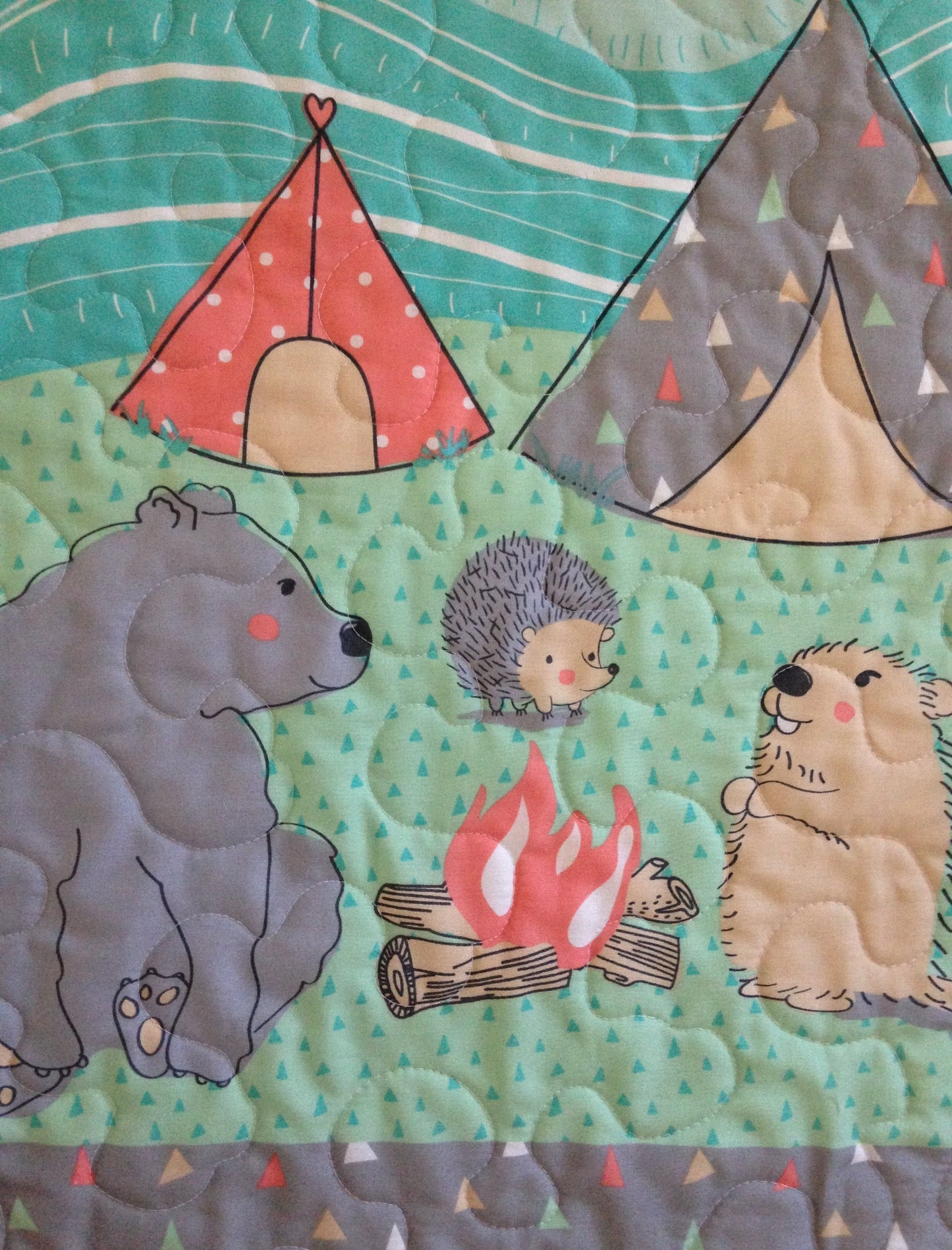 DREAM BIG LITTLE ONE FOREST ANIMALS CAMPING Boho Quilted Blanket
