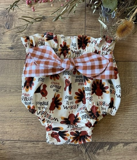 Baby Diaper Covers Thanksgiving Turkey Gobble Until You Wobble Boho High Rise Bloomers