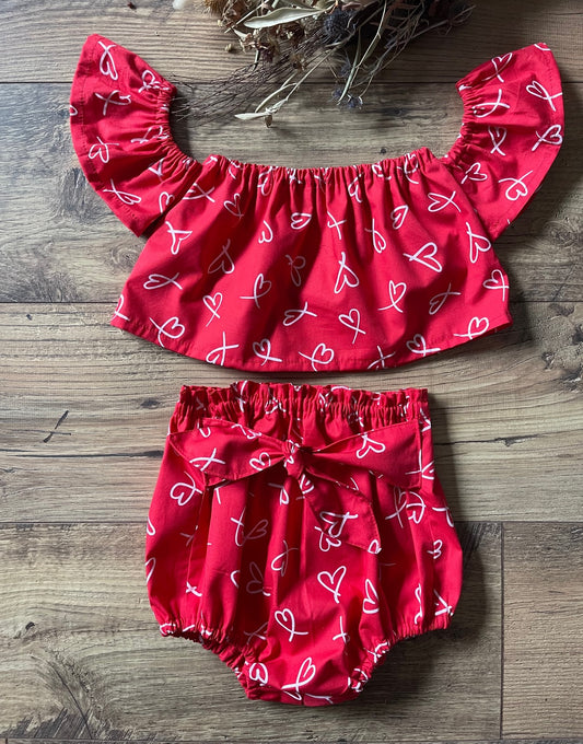 Girls Infant Toddler 2 Piece HEARTS Outfit