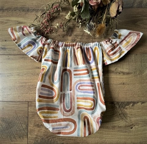 Infant & Toddler Girl's Rainbow Off the Shoulder Boho Style One Piece Romper