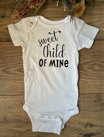 SWEET CHILD OF MINE Boys & Girls Infant Baby Onesie Bodysuit Outfit, Baby Shower Gift